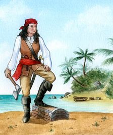 Mary Read, (1690-1720), British Pirate's Mate. Artist: Karen Humpage