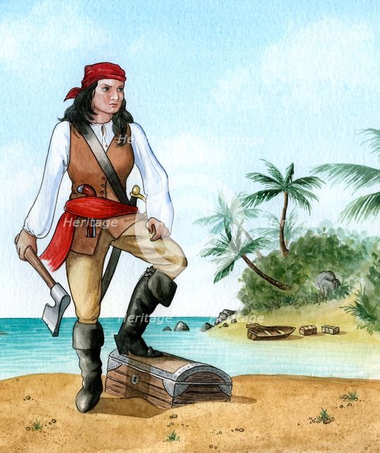 Mary Read, (1690-1720), British Pirate's Mate. Artist: Karen Humpage
