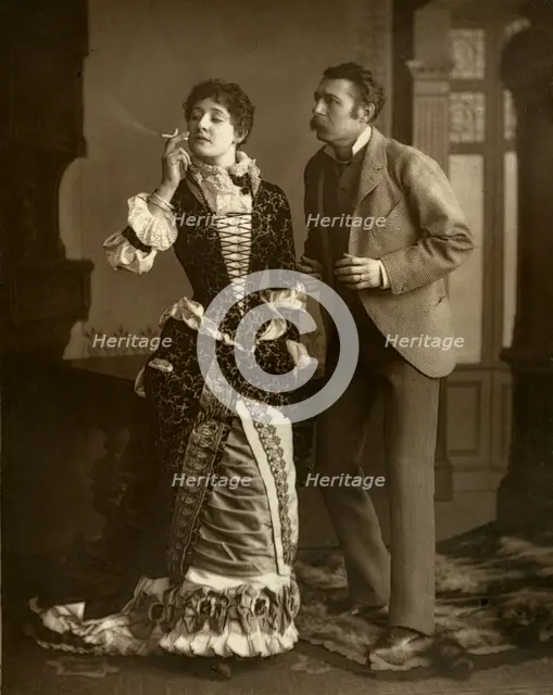 Mary Rorke and Charles Wyndham, British actors, 1882. Artist: Brown, Barnes & Bell