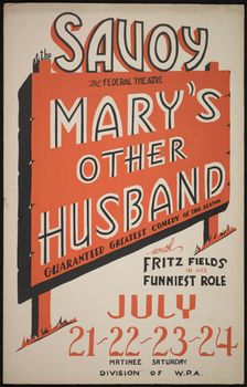 Mary's Other Husband, San Diego, 1938. Creator: Unknown