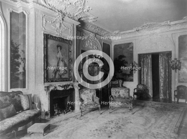 Mary Scott Townsend House, Wash., D.C.: Living room with fireplace, c1910-1911. Creator: Frances Benjamin Johnston.