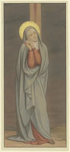 Mary sorrowful beneath the cross, 1868. Creator: Eduard von Steinle