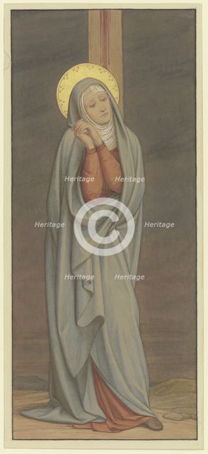Mary sorrowful beneath the cross, 1868. Creator: Eduard von Steinle.