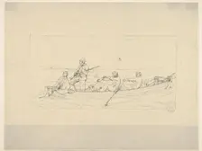 Marylanders Crossing the Potomac to Join the Southern Army (from Confederate War Etchin..., 1861-63. Creator: Adalbert John Volck
