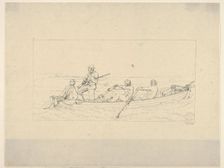Marylanders Crossing the Potomac to Join the Southern Army (from Confederate War Etchin..., 1861-63. Creator: Adalbert John Volck