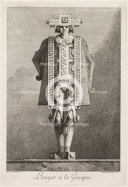 Mascarade à la Grecque: Berger à la Grecque (Plate 5) , 1771. Creator: Benigno Bossi (Italian, 1727-1792).