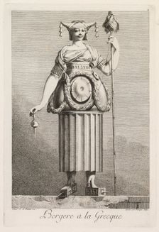 Mascarade à la Grecque: Bergère à la Grecque (Plate 4), 1771. Creator: Benigno Bossi (Italian, 1727-1792)