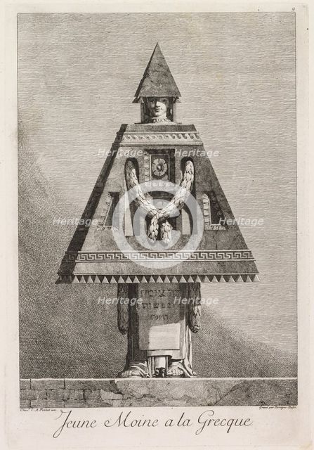 Mascarade à la Grecque: Jeune moine à la Grecque (Plate 9) , 1771. Creator: Benigno Bossi (Italian, 1727-1792).