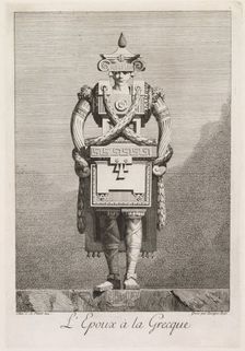 Mascarade à la Grecque: LEpoux à la Grecque (Plate 7), 1771. Creator: Benigno Bossi (Italian, 1727-1792)