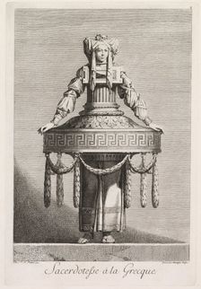 Mascarade à la Grecque: Sacerdotesse à la Grecque (Plate 8), 1771. Creator: Benigno Bossi (Italian, 1727-1792)