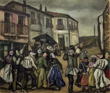 Mascaras en la calle 1933. Creator: José Gutiérrez Solana