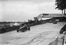 Maserati and Alfa Romeo racing at Brooklands, 1938 or 1939. Artist: Bill Brunell