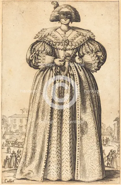 Masked Noble Woman, c. 1620/1623. Creator: Jacques Callot.