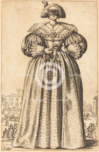 Masked Noble Woman, c. 1620/1623. Creator: Jacques Callot.