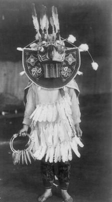 Masked dancer-Cowichan, c1913. Creator: Edward Sheriff Curtis