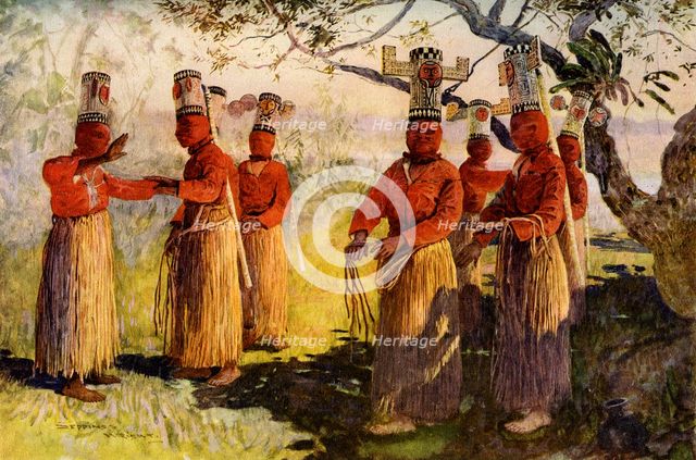 Masked dancers of Opaina, River Apaporis, Brazil. Artist: Unknown
