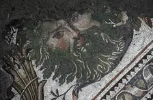 Masked head, mosaic pavement in the Great Palace of Constantinople, 4th-6th century. Creator: LTL