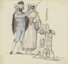 Masked scene with fisherman and woman from Frascati, late 18th century. Creator: Johann Georg Schütz