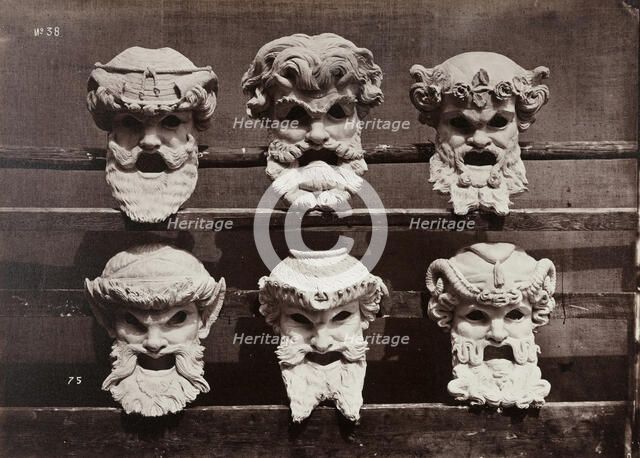 Masks from the Control Room (Masques du vestibule de contrôle), c. 1870. Creator: Louis-Emile Durandelle.