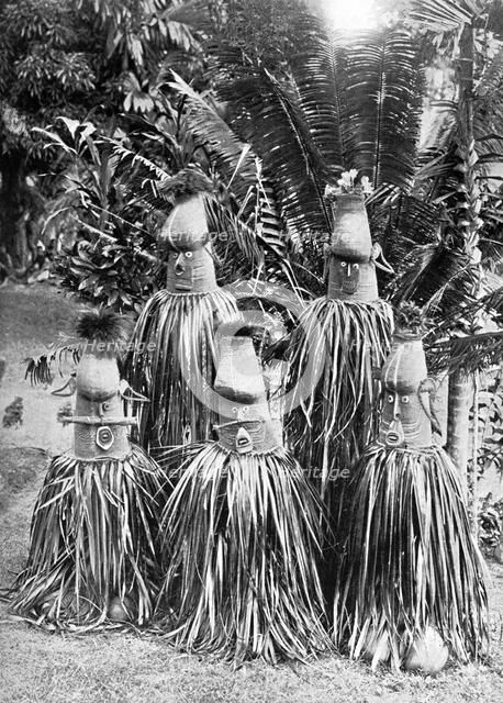 Masks possessing magical qualities, Bismarck Archipelago, Papua New Guinea, 1920.Artist: Strecker and Schroder