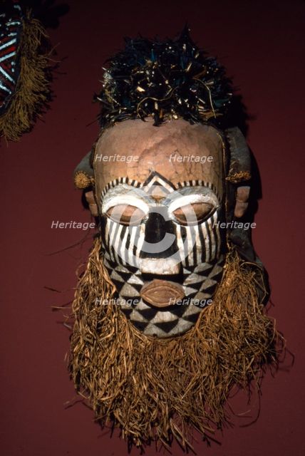 Mask used in initiation ceremony from Kuba, Zaire. Artist: Unknown.
