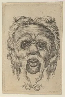 Mask with a Long Mustache Tied with a Ribbon Beneath the Chin, from Divers Masques, ca. 1635-45. Creator: Francois Chauveau