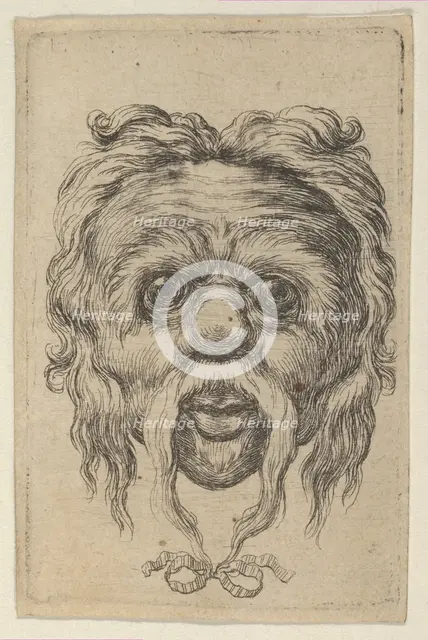 Mask with a Long Mustache Tied with a Ribbon Beneath the Chin, from Divers Masques, ca. 1635-45. Creator: Francois Chauveau.