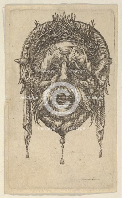 Mask with Long Eyebrows and Mustache and a Headdress with Dangling Cloth, from Dive..., ca. 1635-45. Creator: Francois Chauveau.