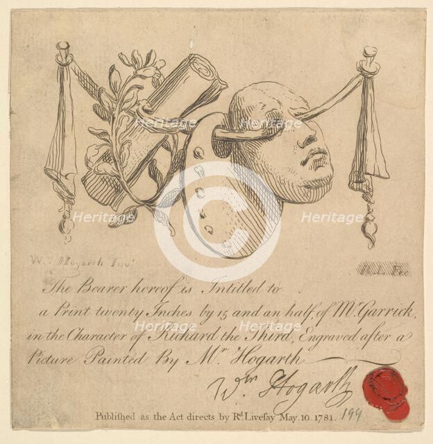 Mask and Palette, 1781. Creator: Richard Livesay.