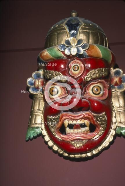 Mask of the War and Mountain God, Kangchendzonga, Sikkim, Himalaya. Artist: Unknown.