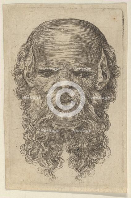 Mask of a Bald Man with Pointed Ears and a Long, Parted Beard, from Divers Masques, ca. 1635-45. Creator: Francois Chauveau.