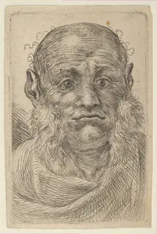 Mask of a Bald Man with Tufty Sideburns, from Divers Masques, ca. 1635-45. Creator: Francois Chauveau