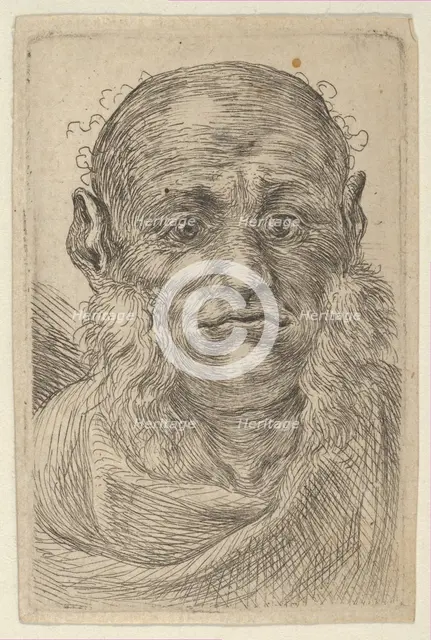 Mask of a Bald Man with Tufty Sideburns, from Divers Masques, ca. 1635-45. Creator: Francois Chauveau.