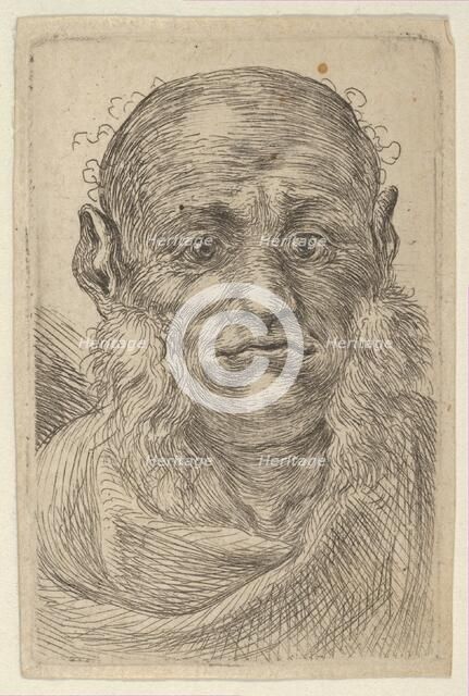 Mask of a Bald Man with Tufty Sideburns, from Divers Masques, ca. 1635-45. Creator: Francois Chauveau.