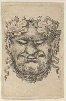 Mask of Bacchus with a Wreath of Grape Leaves and Ribbon, from Divers Masques, ca. 1635-45. Creator: Francois Chauveau