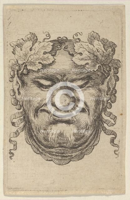 Mask of Bacchus with a Wreath of Grape Leaves and Ribbon, from Divers Masques, ca. 1635-45. Creator: Francois Chauveau.