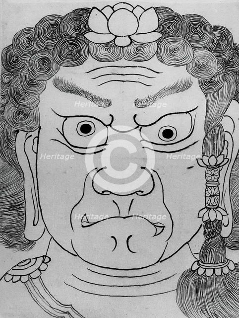 Mask of Fudo Myoo, 18th-19th century. Creator: School of Katsushika Hokusai.