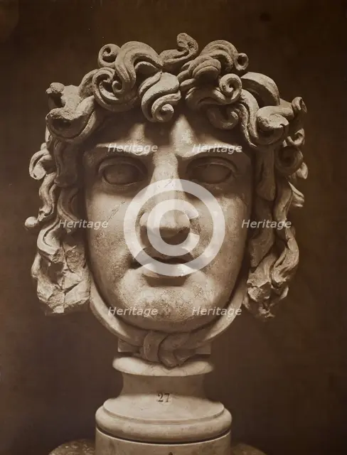 Mask of Medusa (Masque de Méduse), 1862. Creator: Adolphe Braun.