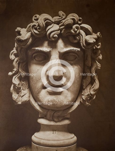 Mask of Medusa (Masque de Méduse), 1862. Creator: Adolphe Braun.