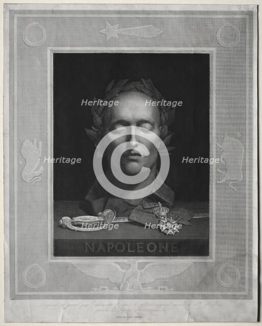 Mask of Napoleon, 1834. Creator: Luigi Calamatta (Italian, 1801-1869).