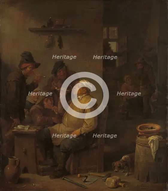 Mason Smoking with Companions in a Tavern, c.1675. Creator: David Teniers II.