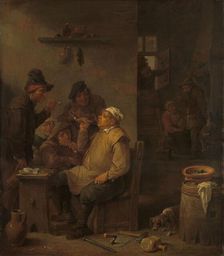 Mason Smoking with Companions in a Tavern, c.1675. Creator: David Teniers II