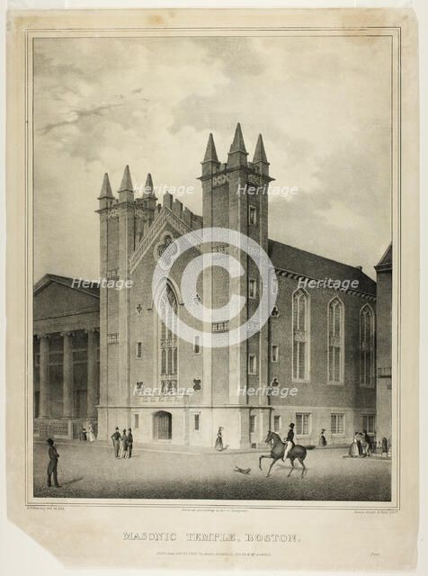 Masonic Temple, Boston, 1832. Creator: Benjamin F Nutting.
