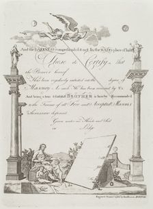 Masonic Certificate, 1796 (printed 1954). Creator: Paul Revere