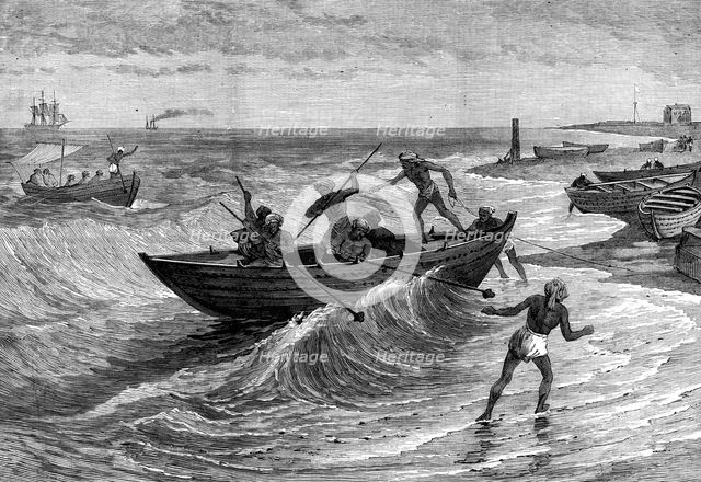 Massoolah boats, Madras, 1880. Creator: Unknown.