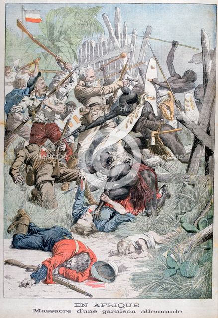 Massacre of a German Garrison in Damaraland, South-West Africa, 1903. Artist: Unknown
