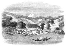 Massacre of a mission party of the "Alan Gardiner" by the natives at Woolya, Tierra del Fuego, 1860. Creator: Unknown