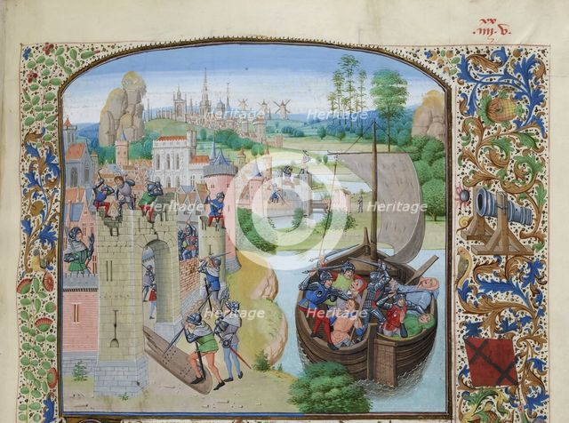 Massacre of Ghent traders at Audenarde 1380, ca 1470-1475. Creator: Liédet, Loyset (1420-1479).