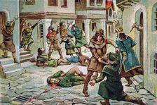 Massacre of Jews in Barcelona (1391), drawing, 1920