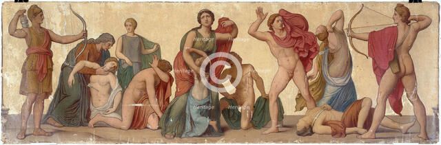 Massacre of Niobids, composition from the atrium of the Pompean house of Prince Napoleon, c1860. Creator: Unknown.